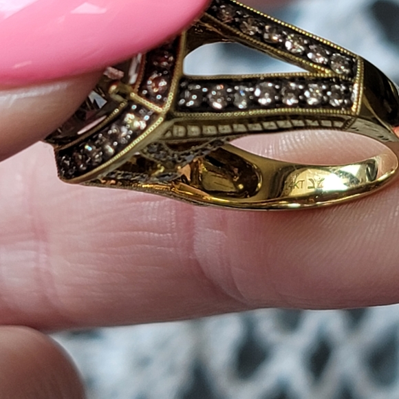 Rare vintage LeVian mint julep chocolate and vanilla diamond 14k Honey gold ring - Picture 6 of 11